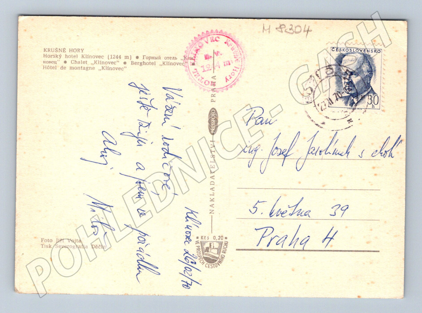 Pohlednice Klínovec horský hotel Krušné hory 1973 (M8304)