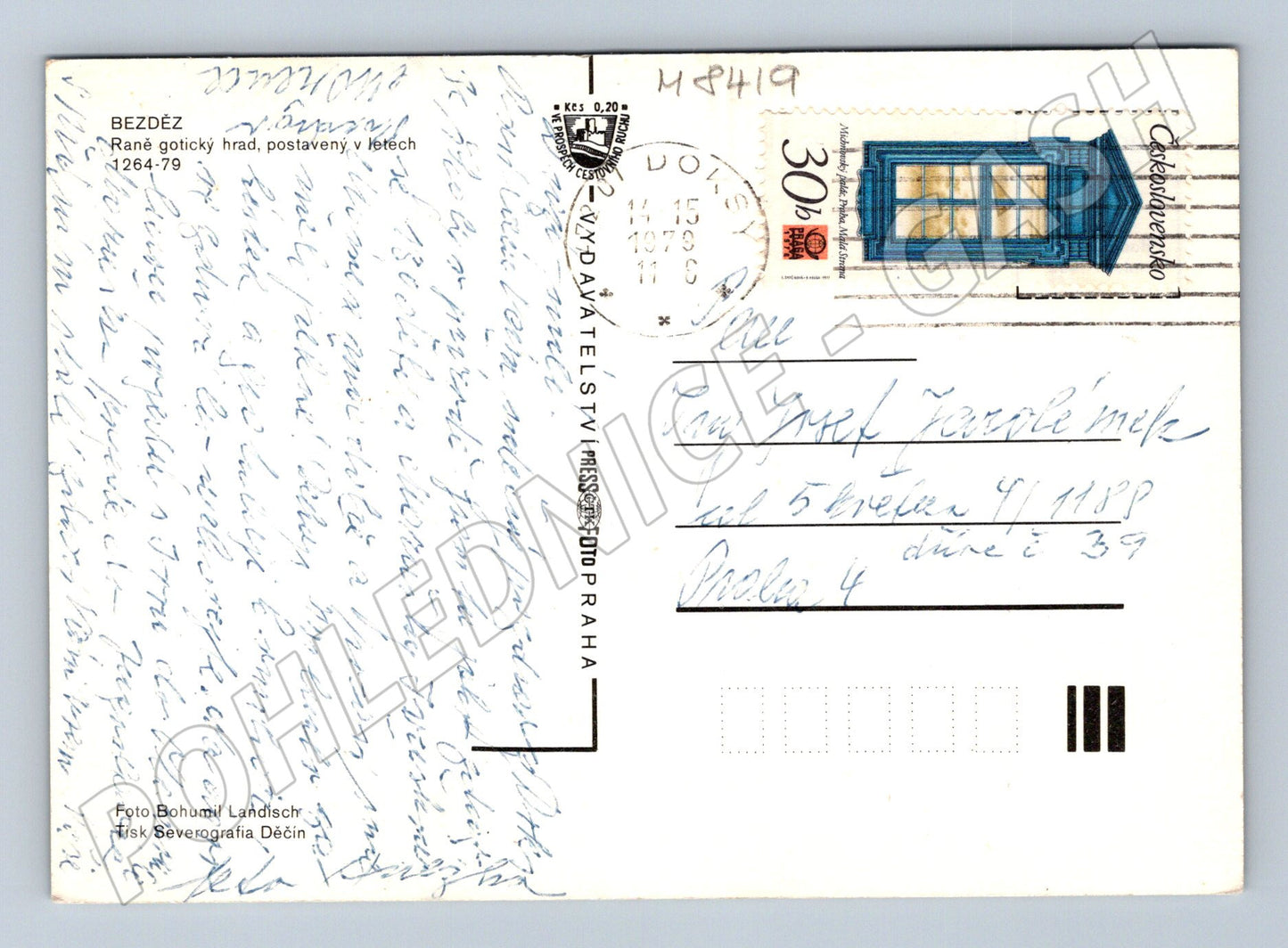 Pohlednice Bezděz hrad odeslaná Česká republika (M8419)