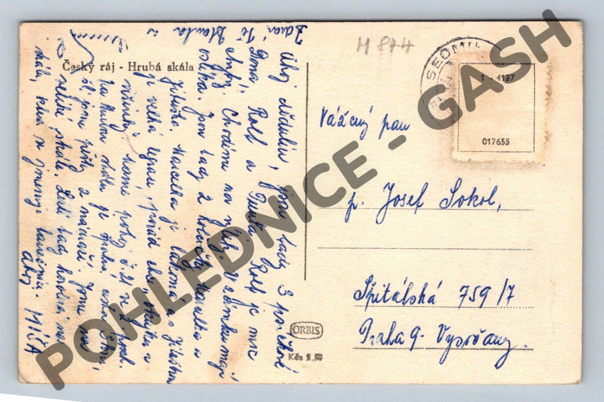 Postcard Hrubá Skála Bohemian Paradise historical used (M844)