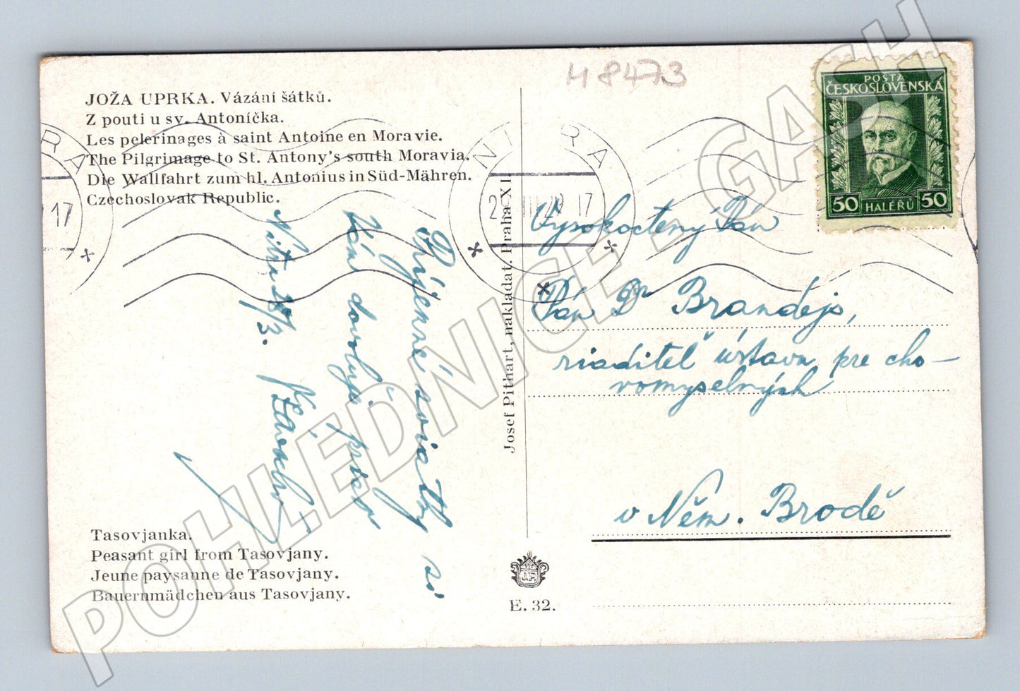 Pohlednice Joža Uprka Vázání šátků pout sv Antoníčka 1917 (M8473)