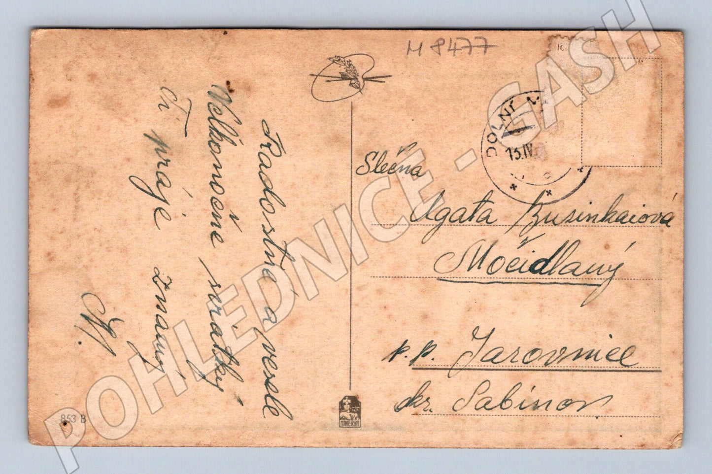 Pohlednice Velikonoční české kroje etnografie prošlá (M8477)