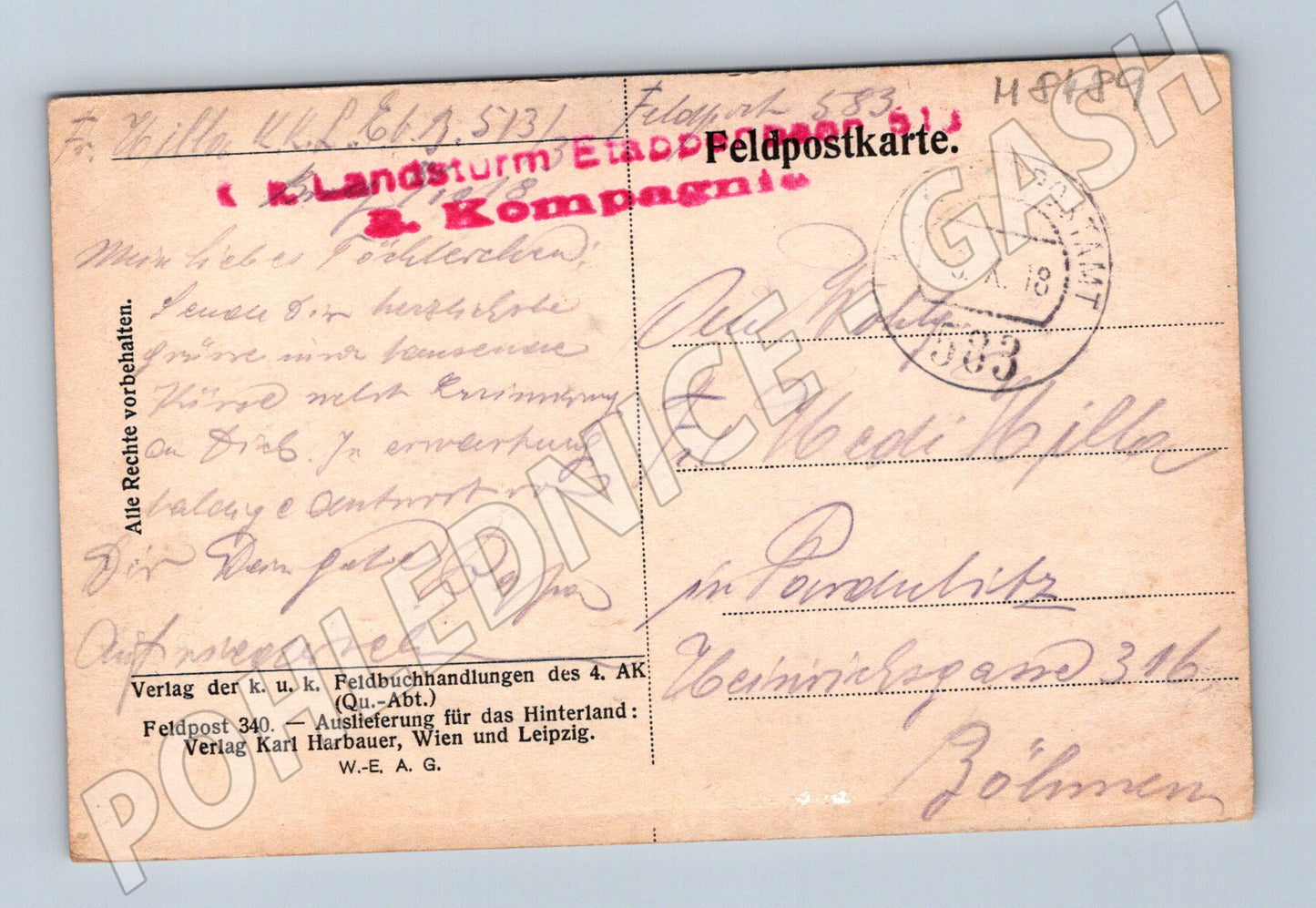 Pohlednice Etnografická pohlednice kroj polní pošta 1918 (M8489)