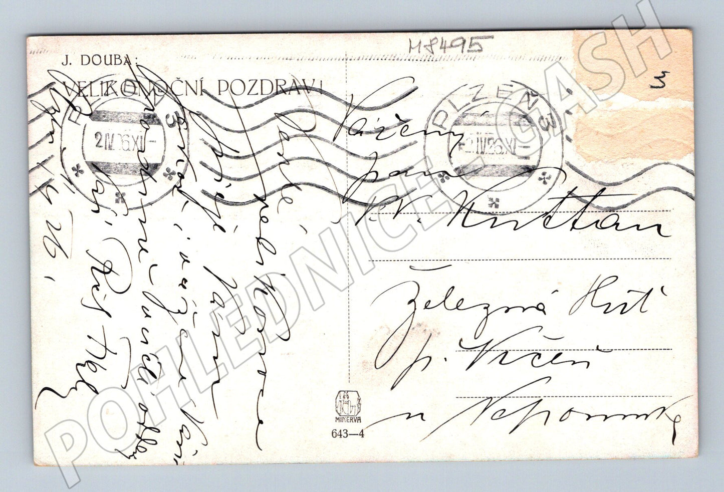 Pohlednice Velikonoční 1925 dívky v krojích český venkov (M8495)