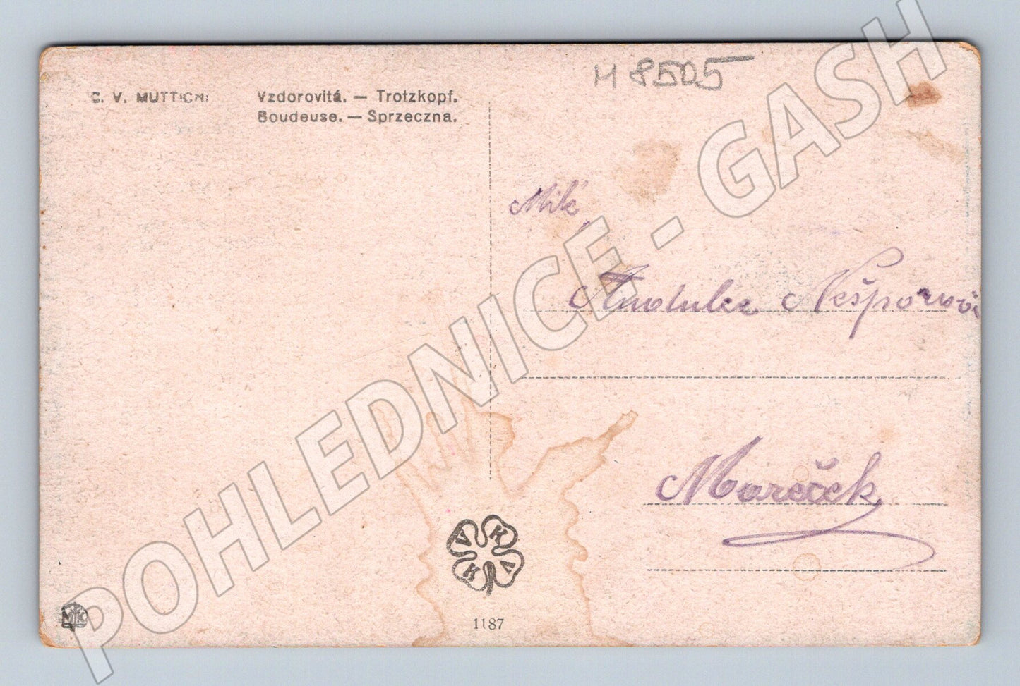 Pohlednice E V Muttich Vzdorovitá český kroj etnografie (M8505)