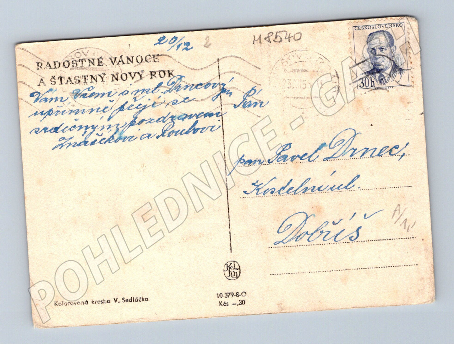 Zimní krajina s liškou V. Sedláček ČSR (M8540)