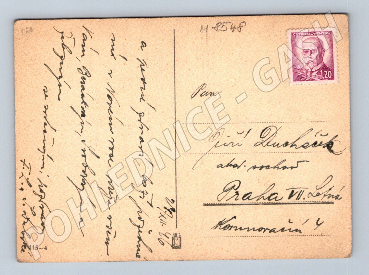 Anděl s dárky vánoční pohlednice ČSR (M8548)