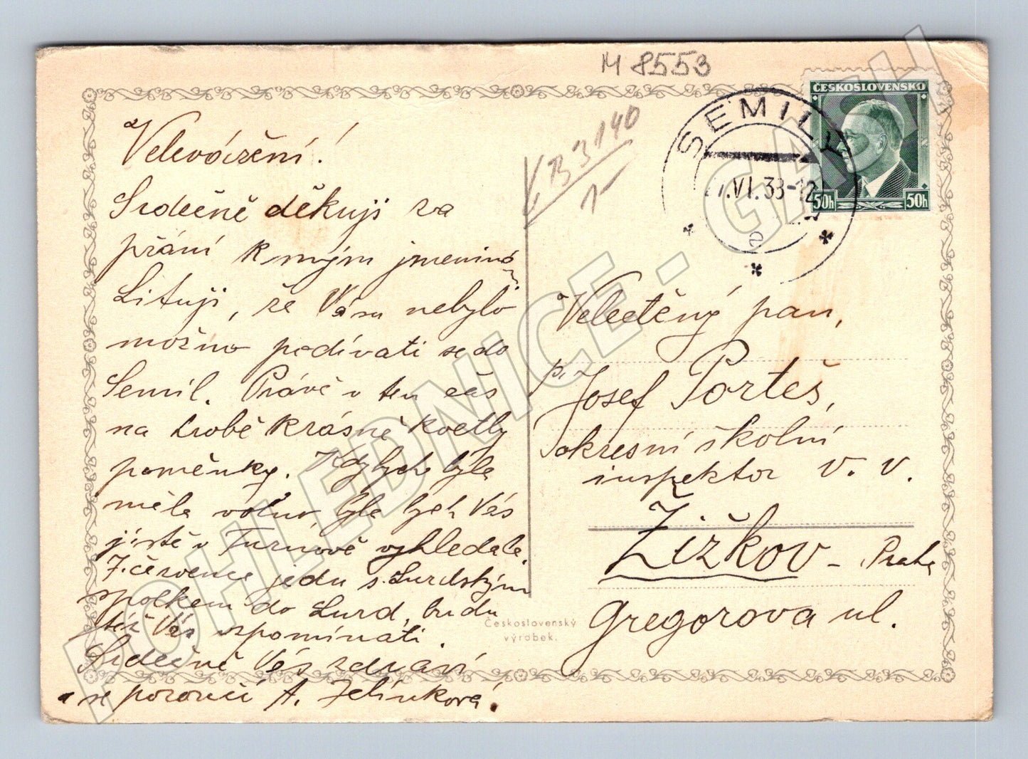 Venkovská chalupa 1933 stará pohlednice (M8553)