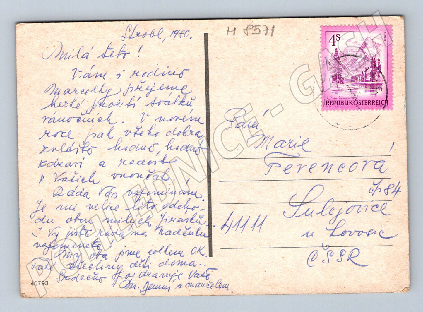 Vánoční Rakousko 1980 svíčka rukopis (M8571)