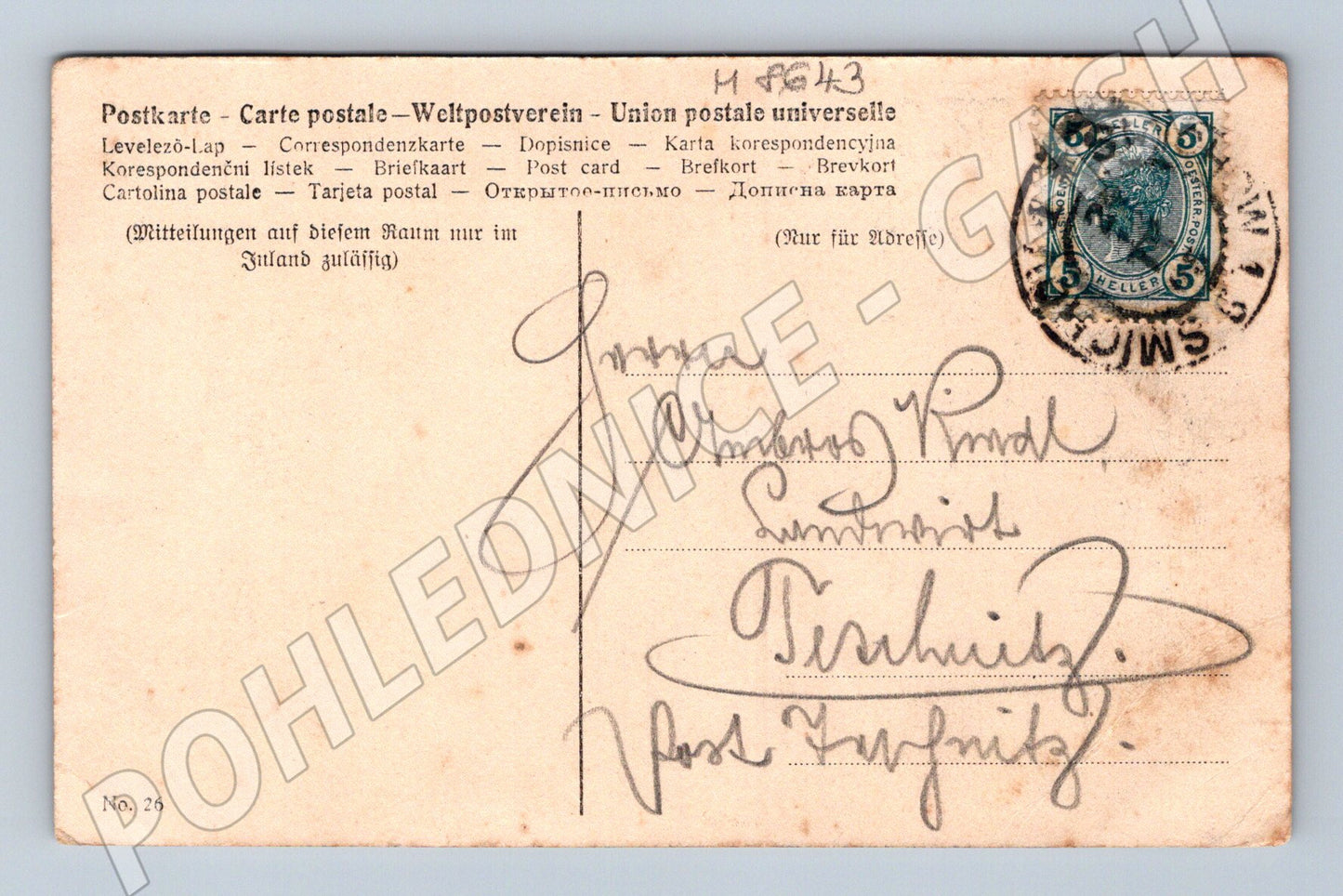 Pohlednice Vánoce Rakousko zimní motiv 5 heller (M8643)