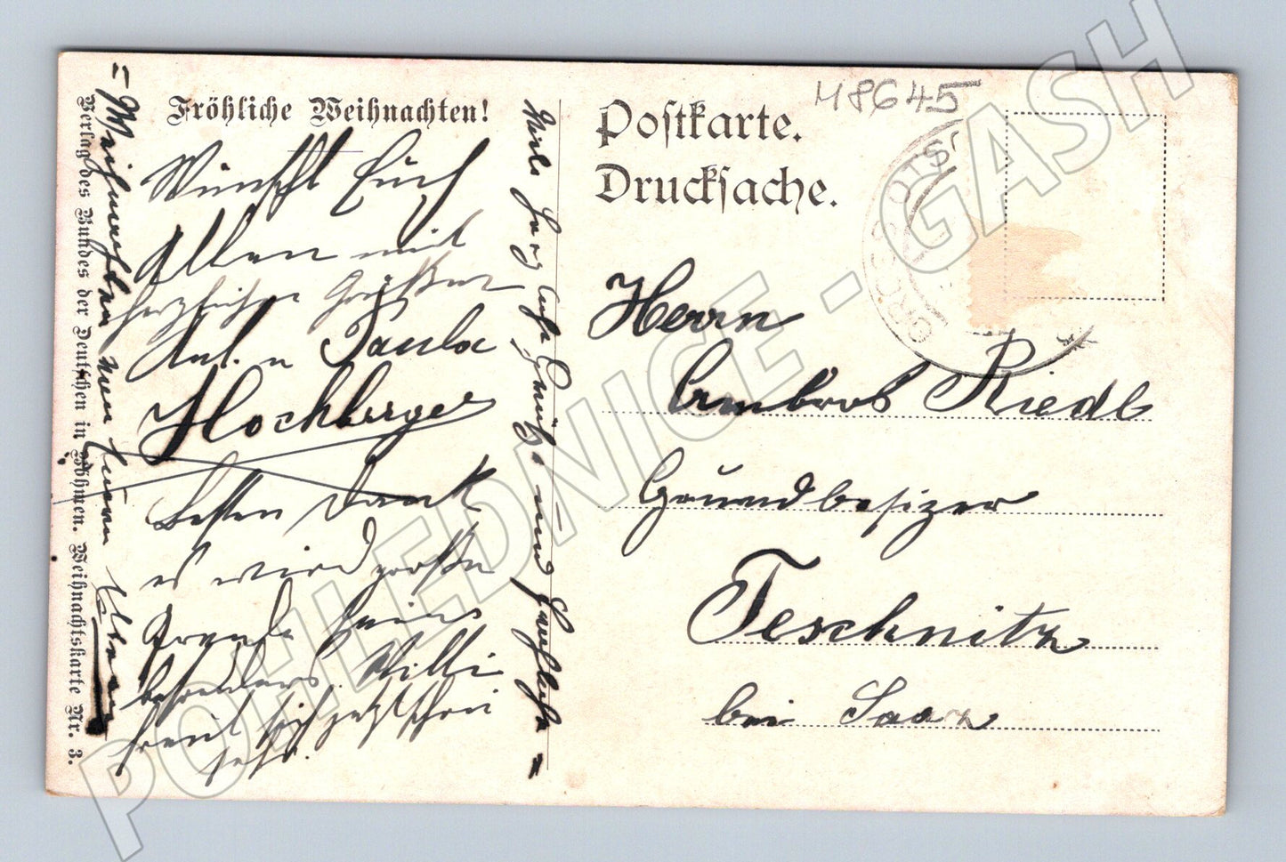 Pohlednice Vánoce 1894 Bund der Deutschen Böhmen (M8645)