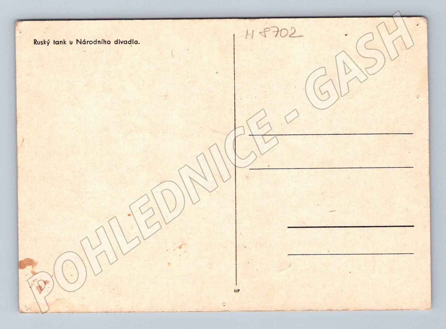 Postcard Russian tank at the National Theatre Prague WWII (M8702)