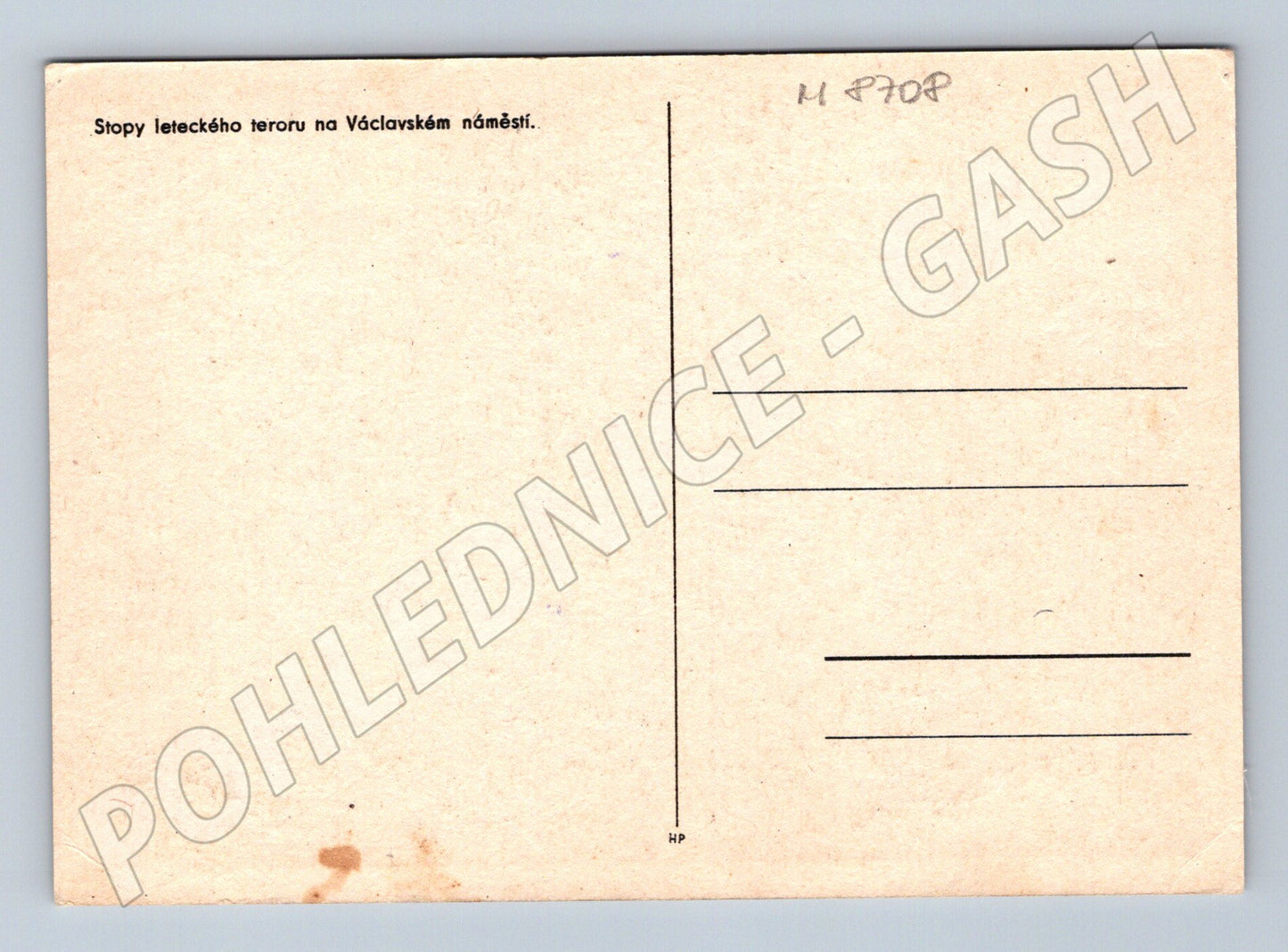 Pohlednice Václavák následky útoku Praha WWII (M8708)