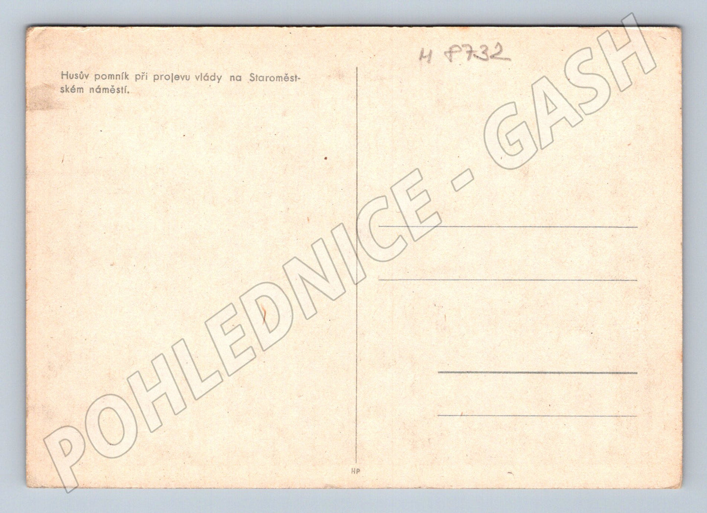 Pohlednice Husův pomník dav historická (M8732)