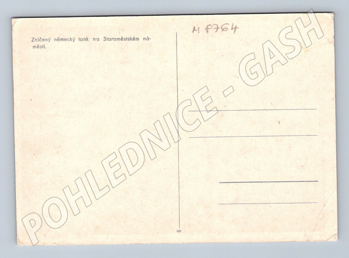 Postcard Destroyed German tank Old Town Square (M8764)