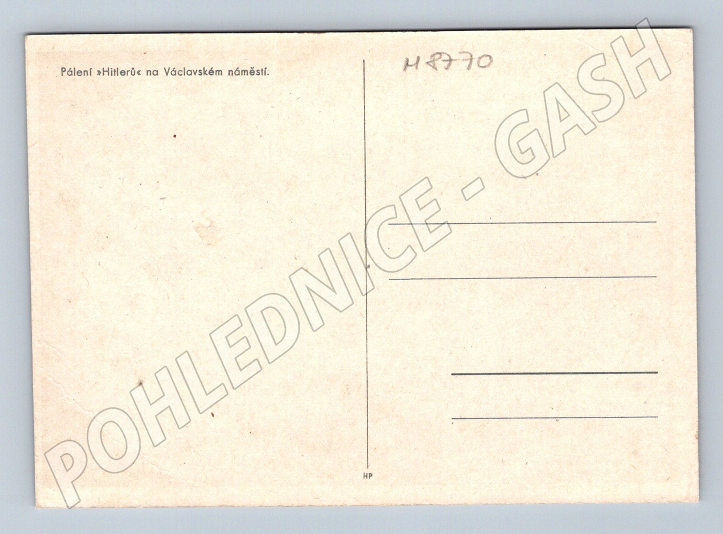 Postcard Burning of Hitlers Wenceslas Square Prague (M8770)