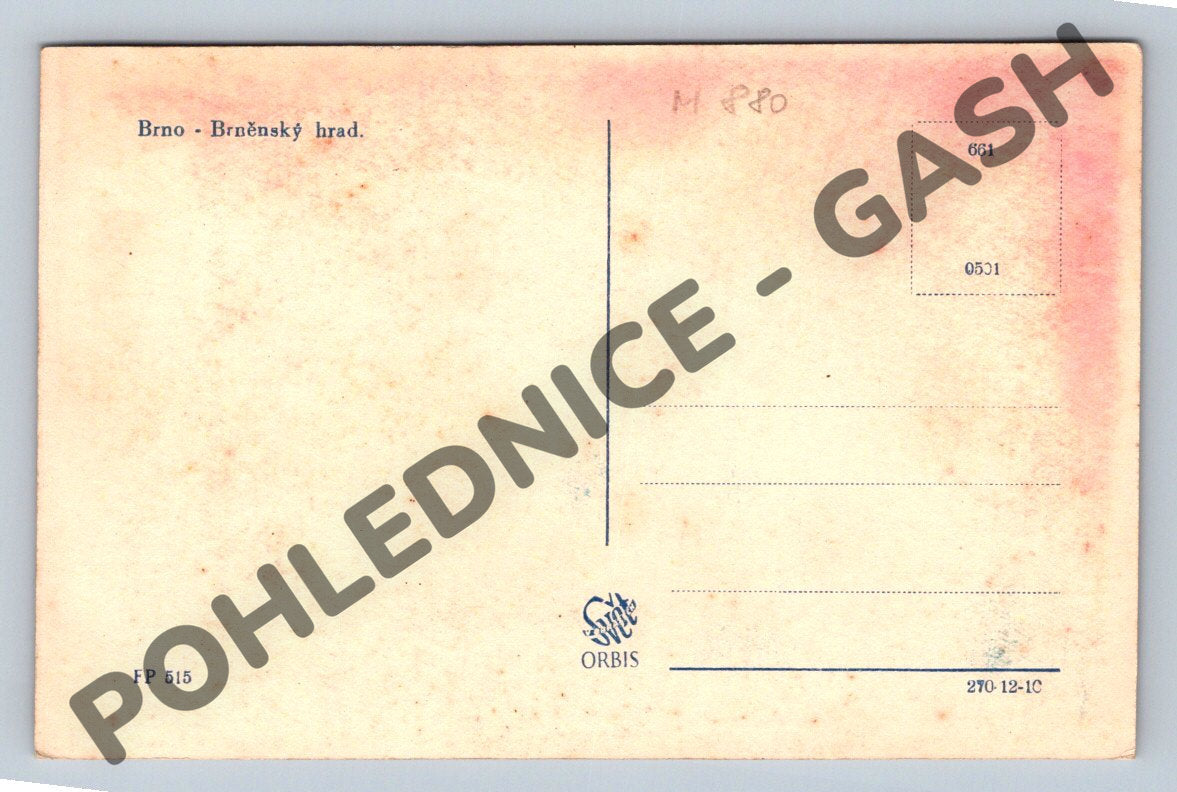 Postcard Brno Špilberk Castle b/w Orbis (M880)