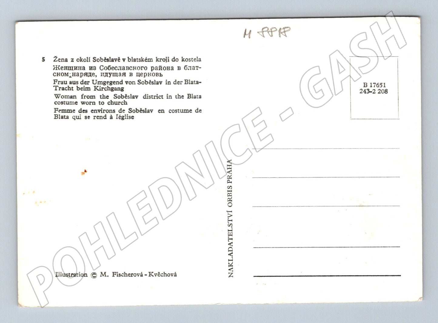 Postcard Blatský folk costume Soběslavsko Fischerová (M8818)