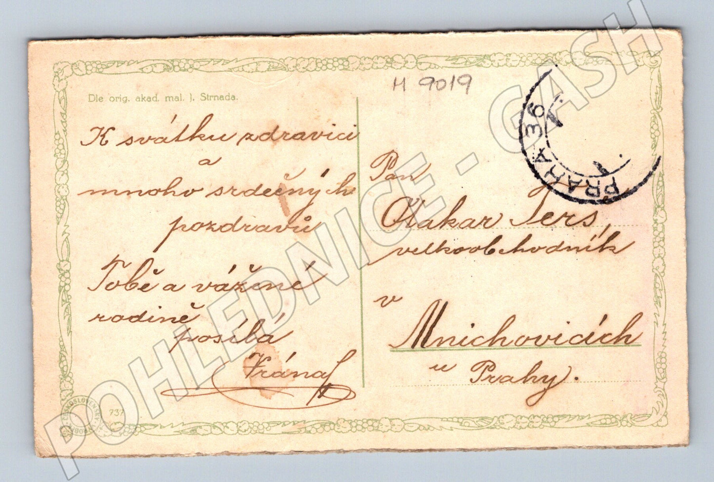 Pohlednice dívka v kroji ČSR 1930 prošlá (M9019)