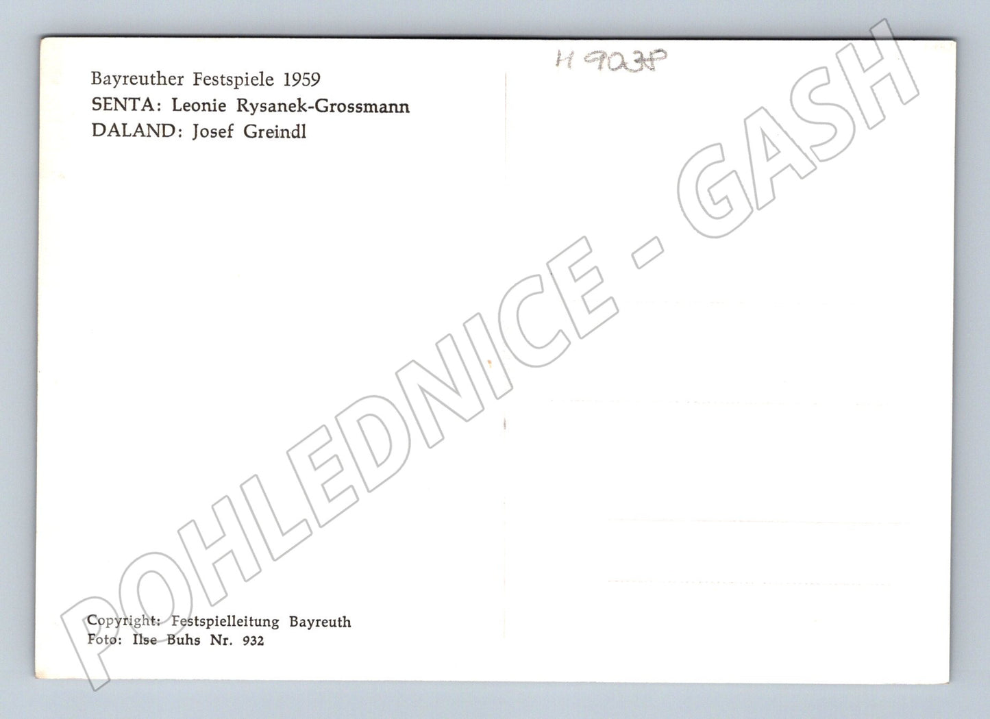 Pohlednice Bayreuth 1959 Rysanek Greindl (M9038)