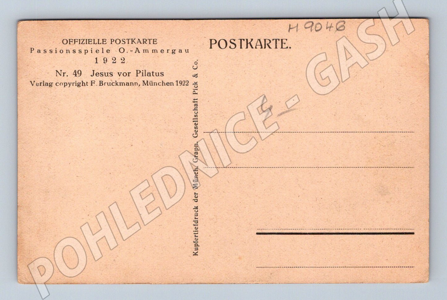 Pohlednice Oberammergau 1922 Ježíš před Pilátem (M9046)