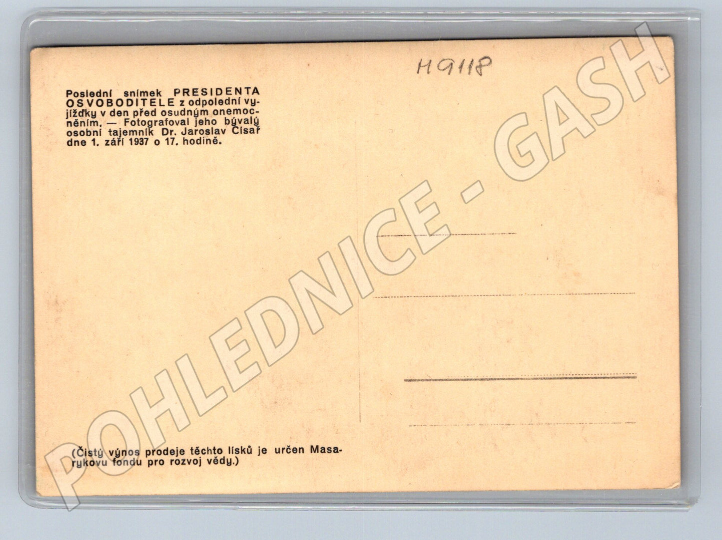 Postcard last photo of the president 1937 (M9118)