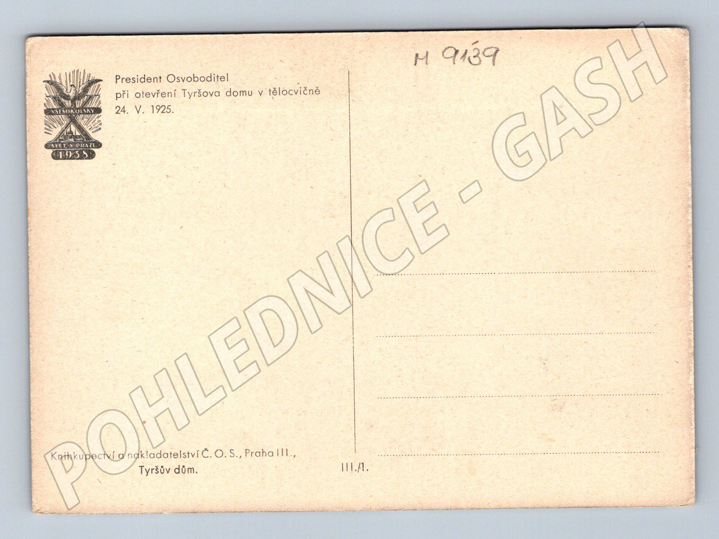 Postcard Masaryk opening of Tyrš's house 1925 (M9139)