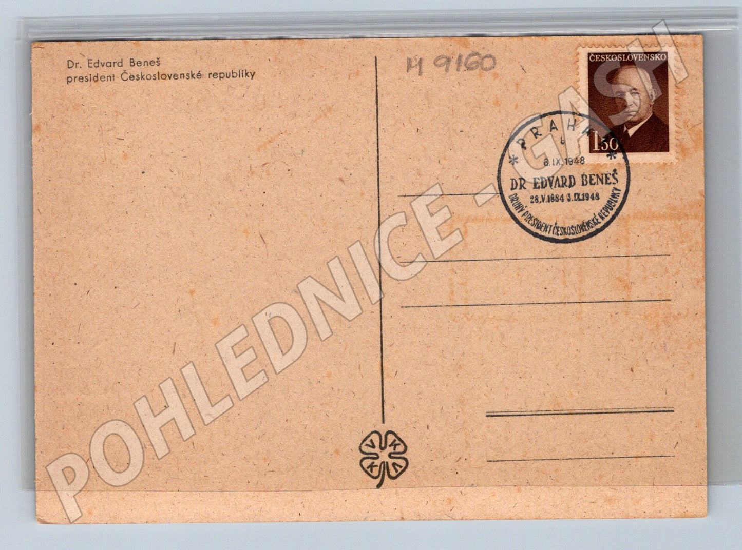Pohlednice Dr Edvard Beneš na koni 1948 (M9160)