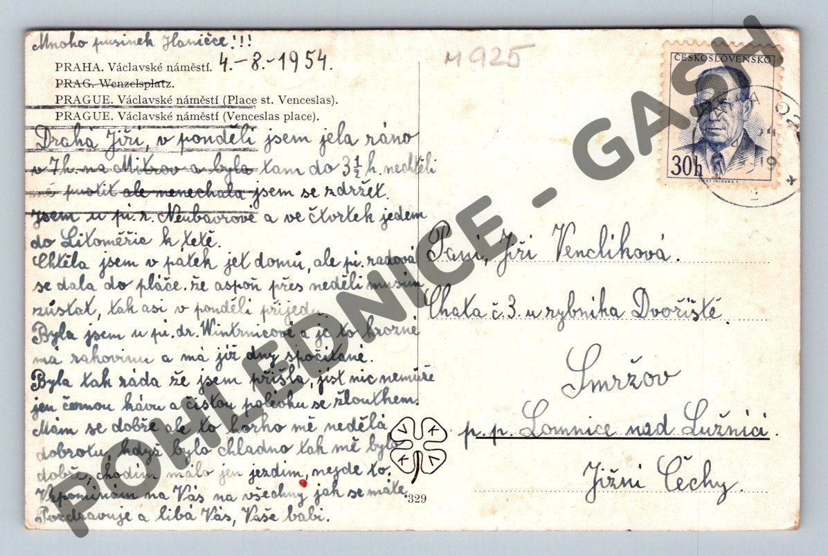 Pohlednice Praha Václavské náměstí 1954 (M925)