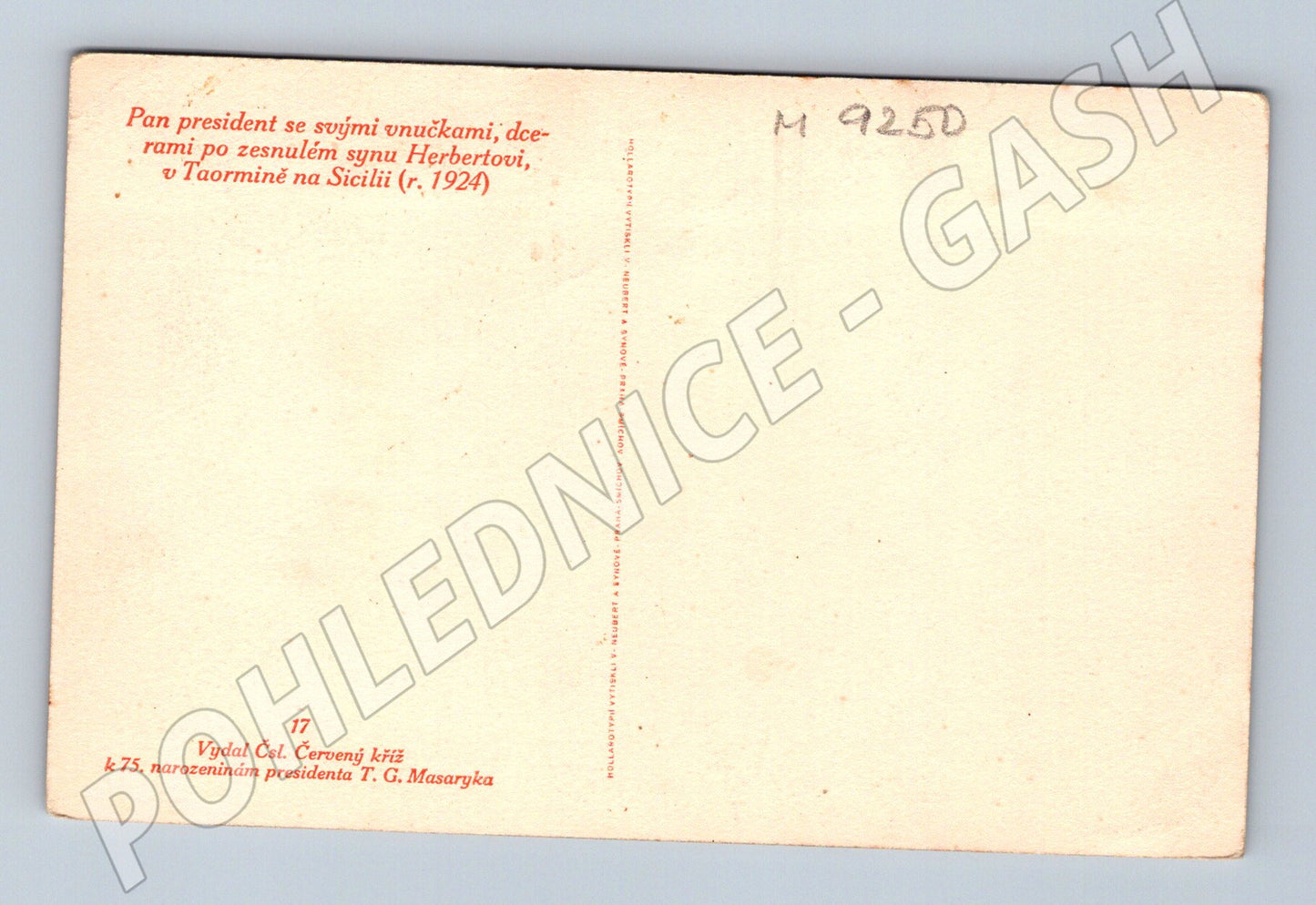 Pohlednice Masaryk s vnučkami Taormina 1924 (M9250)
