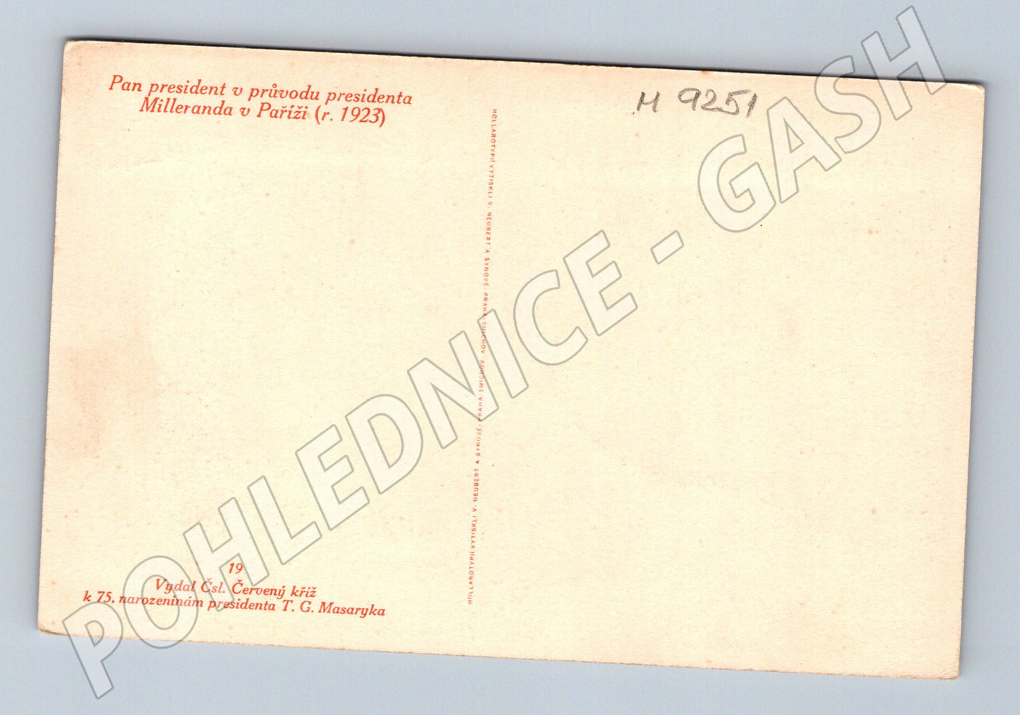 Pohlednice Masaryk a Millerand Paříž 1923 (M9251)