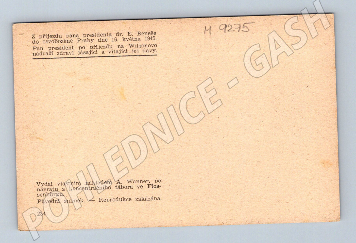 Postcard Edvard Beneš arrival in Prague 1945 (M9275)