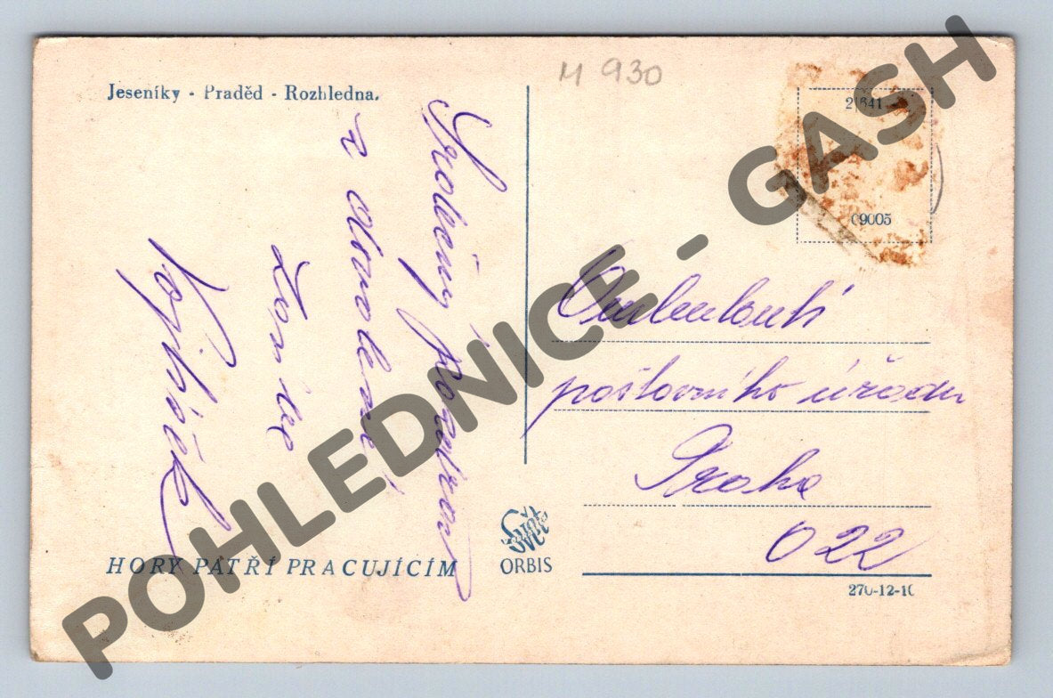 Pohlednice Jeseníky Praděd rozhledna (M930)