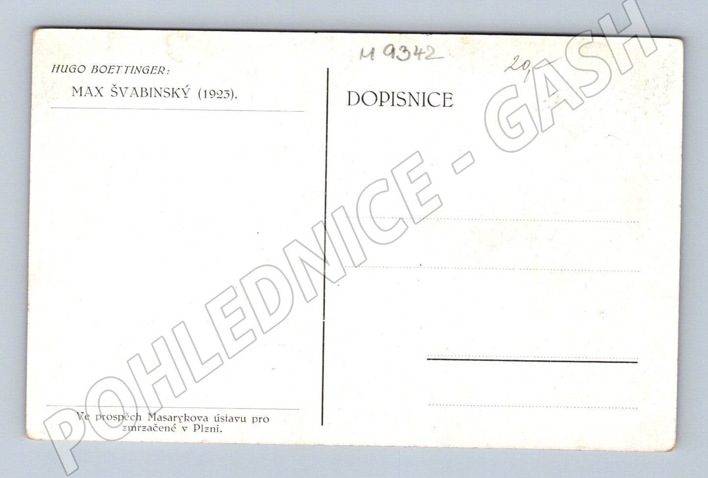 Postcard Max Švabinský portrait 1923 Boettinger (M9342)