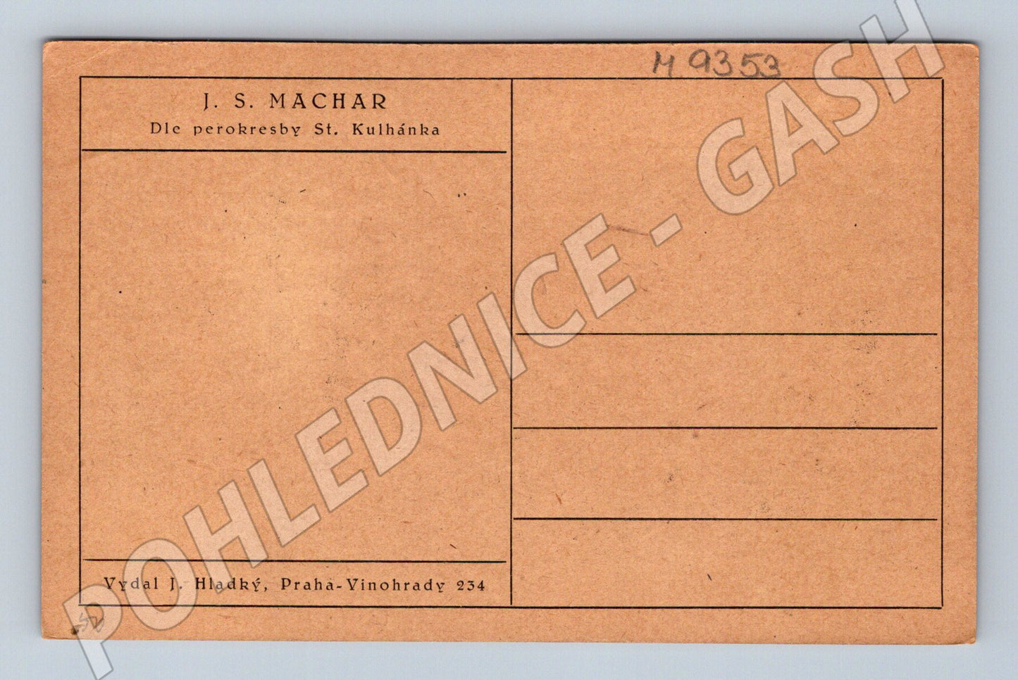 Postcard JS Machar line drawing Kulhánek (M9353)