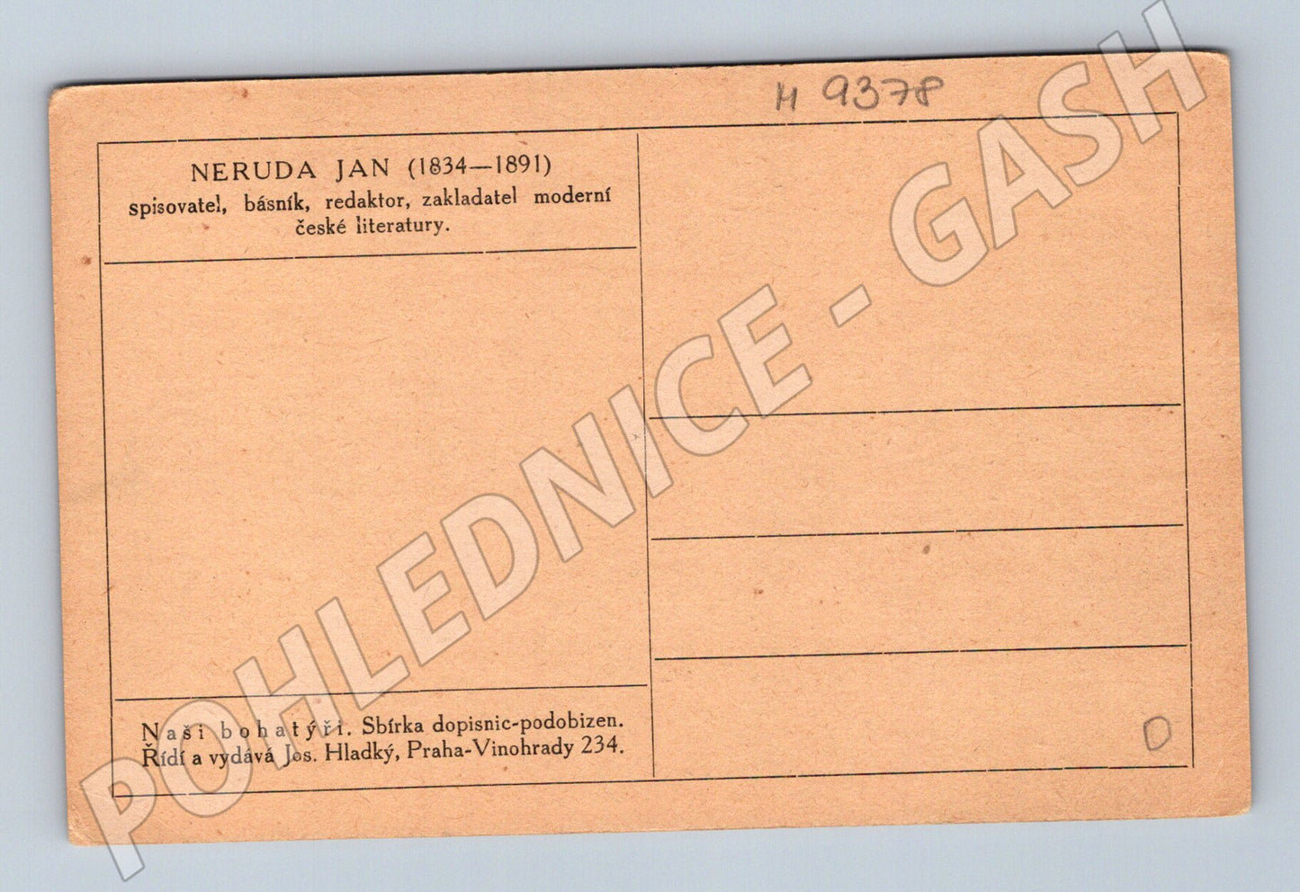 Postcard Jan Neruda Our Heroes Portrait (M9378)