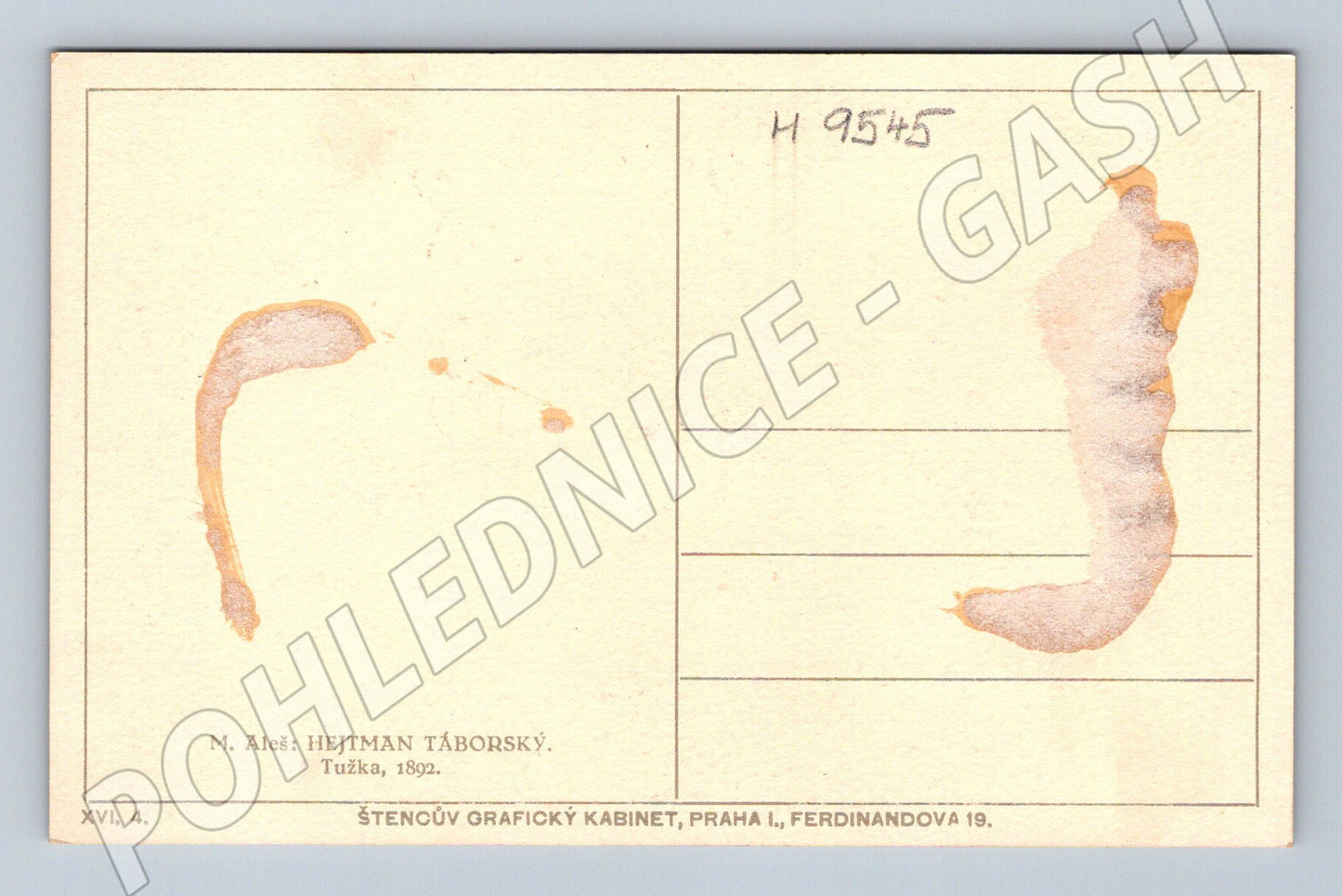 Postcard M Aleš Hejtman of Tábor 1892 (M9545)