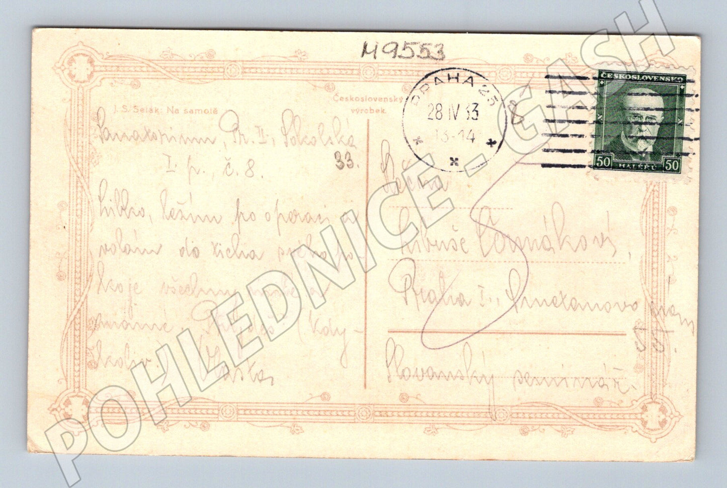 Pohlednice česká chalupa a husy 1943 (M9553)
