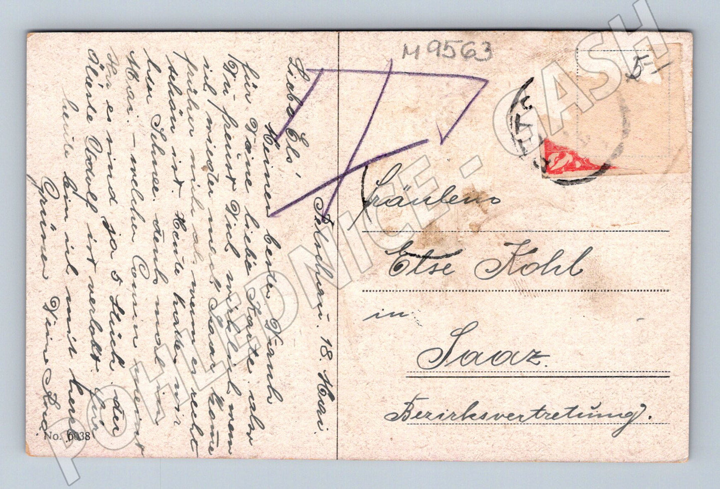 Still life postcard with grapes sent (M9563)
