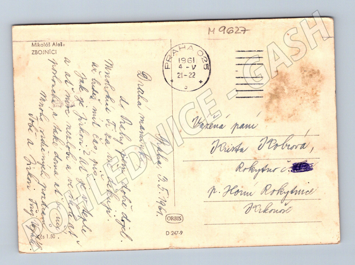 Postcard Mikolas Ales Zbojnice 1961 (M9627)
