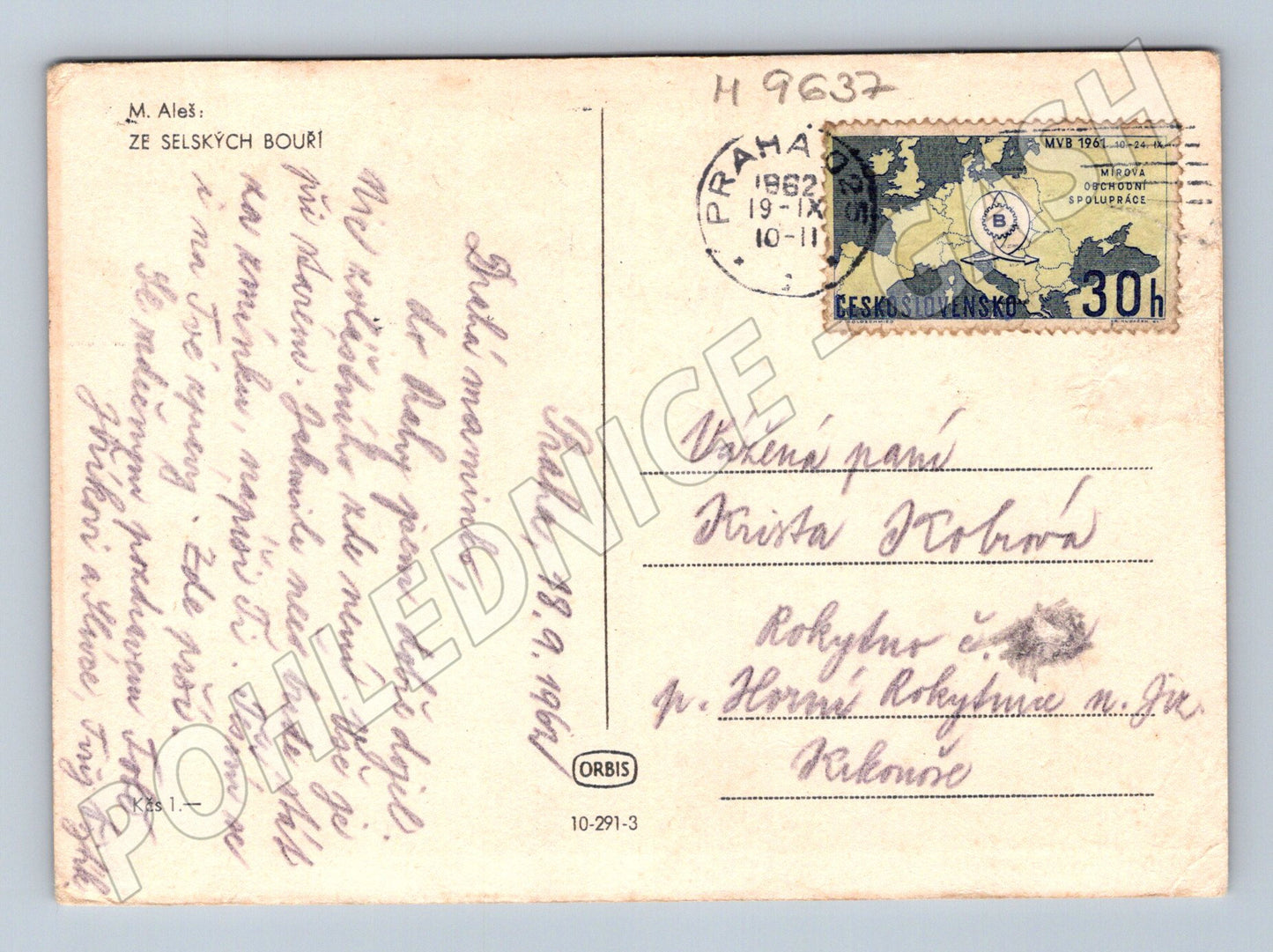 Postcard Aleš From Peasant Storms 1961 (M9637)