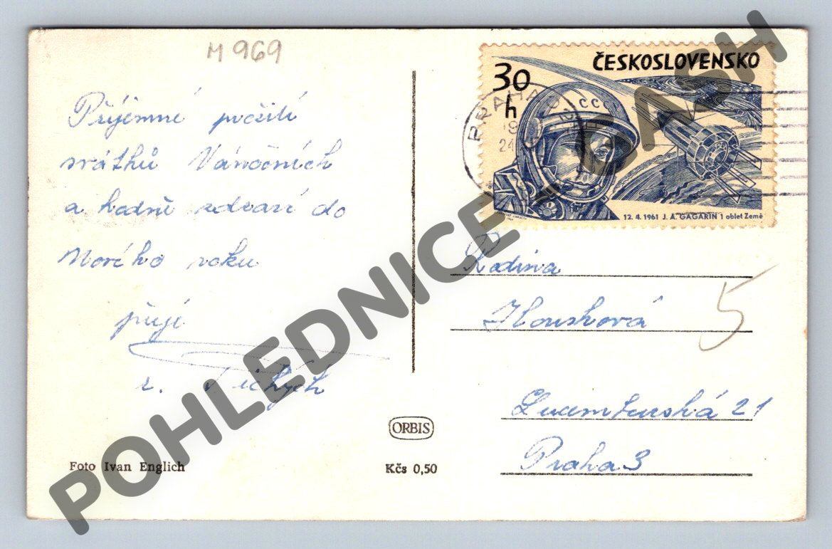 Pohlednice Novoroční černobílá Gagarin I. Englich (M969)