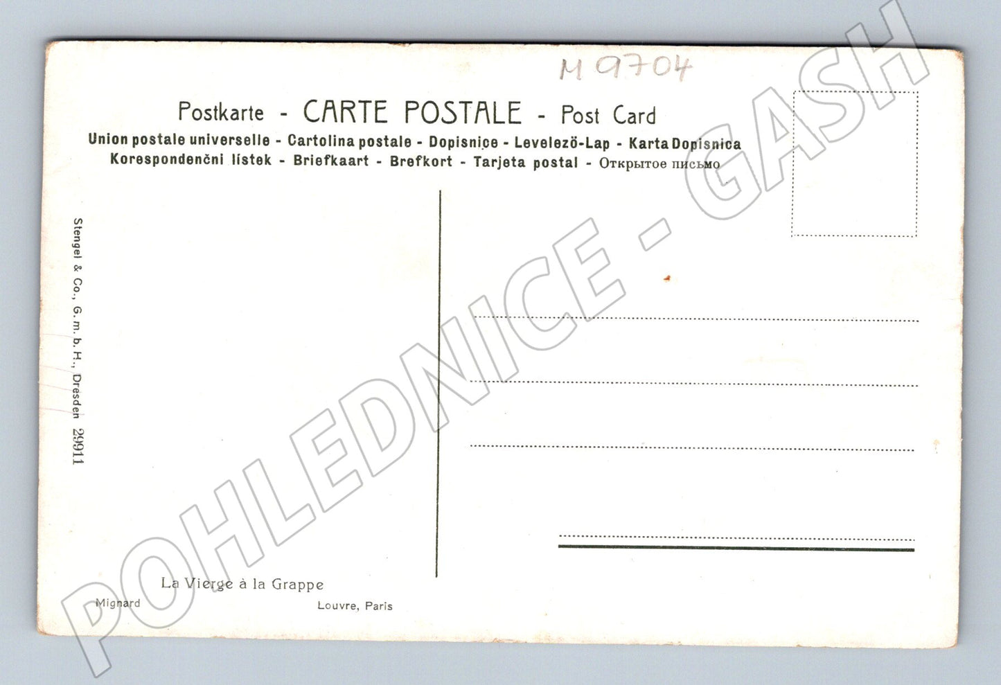 Pohlednice La Vierge à la Grappe Mignard (M9704)