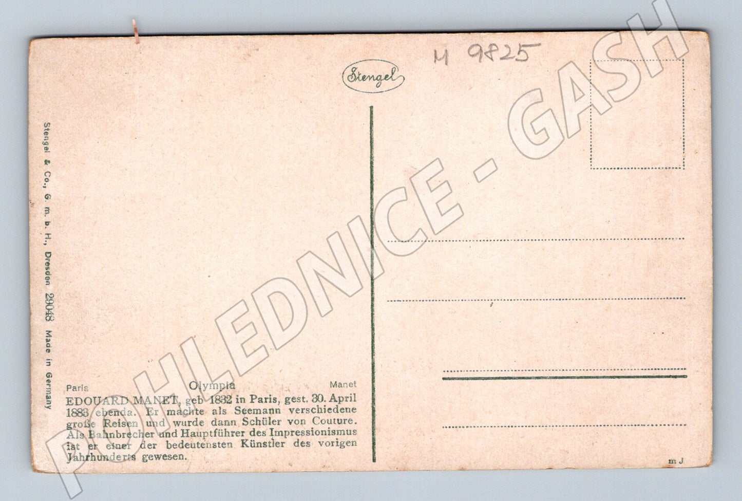 Postcard Manet Olympia famous painting (M9825)