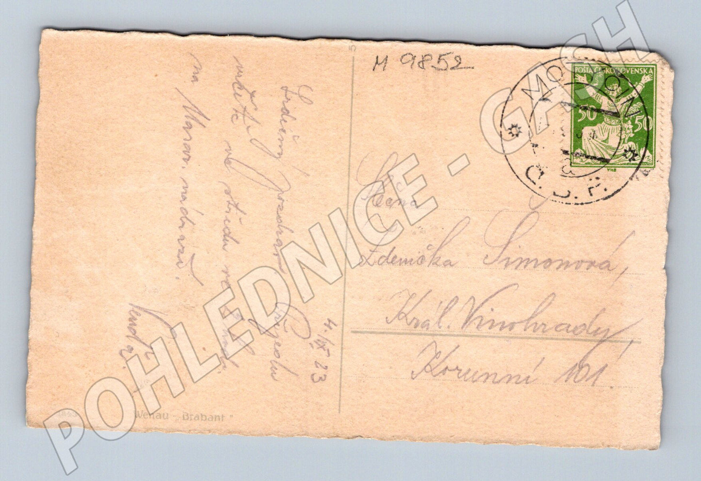 Postcard 1923 girl in a Pomlazka costume (M9852)