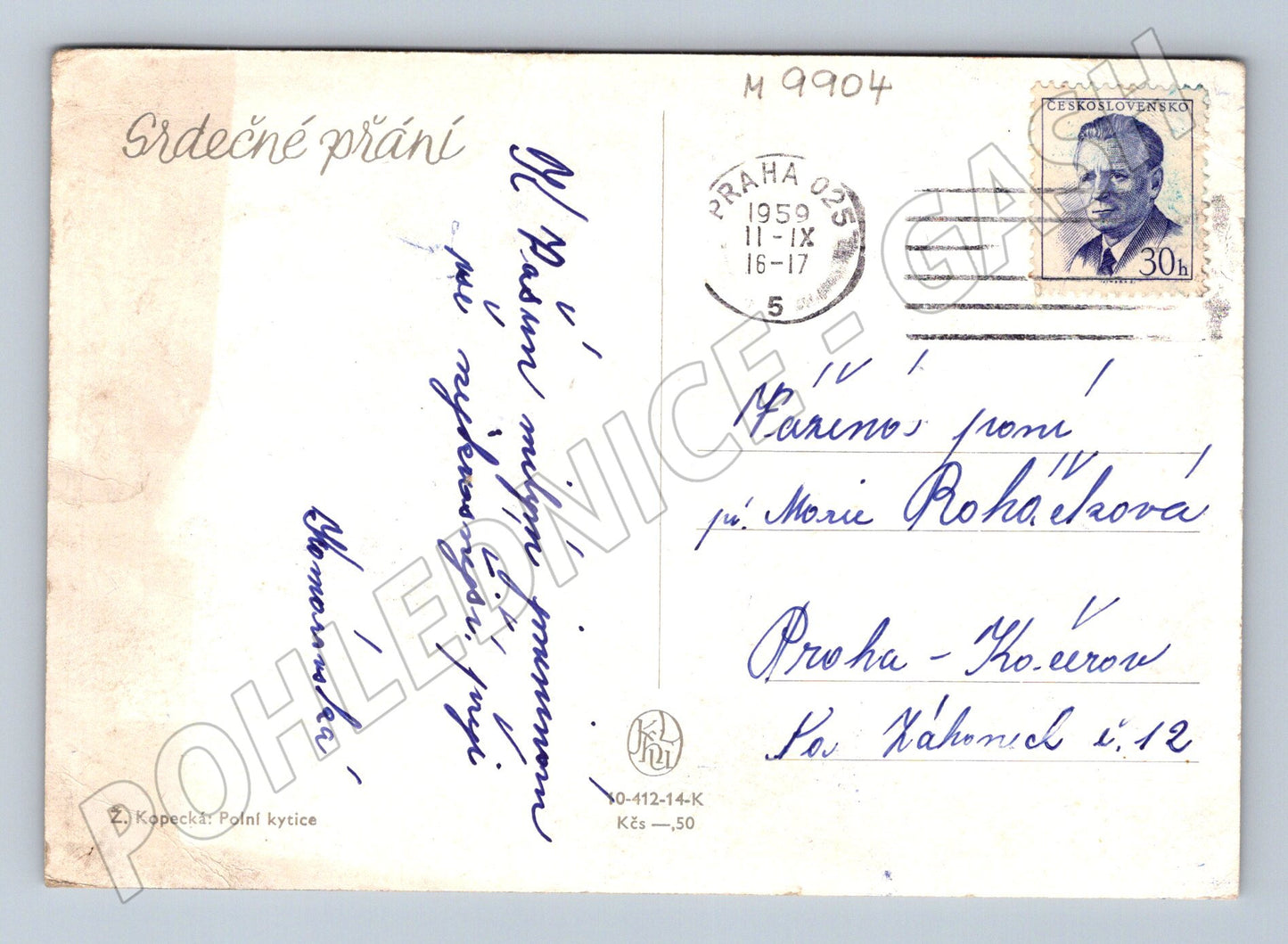 Pohlednice 1959 Kopecká Polní kytice (M9904)