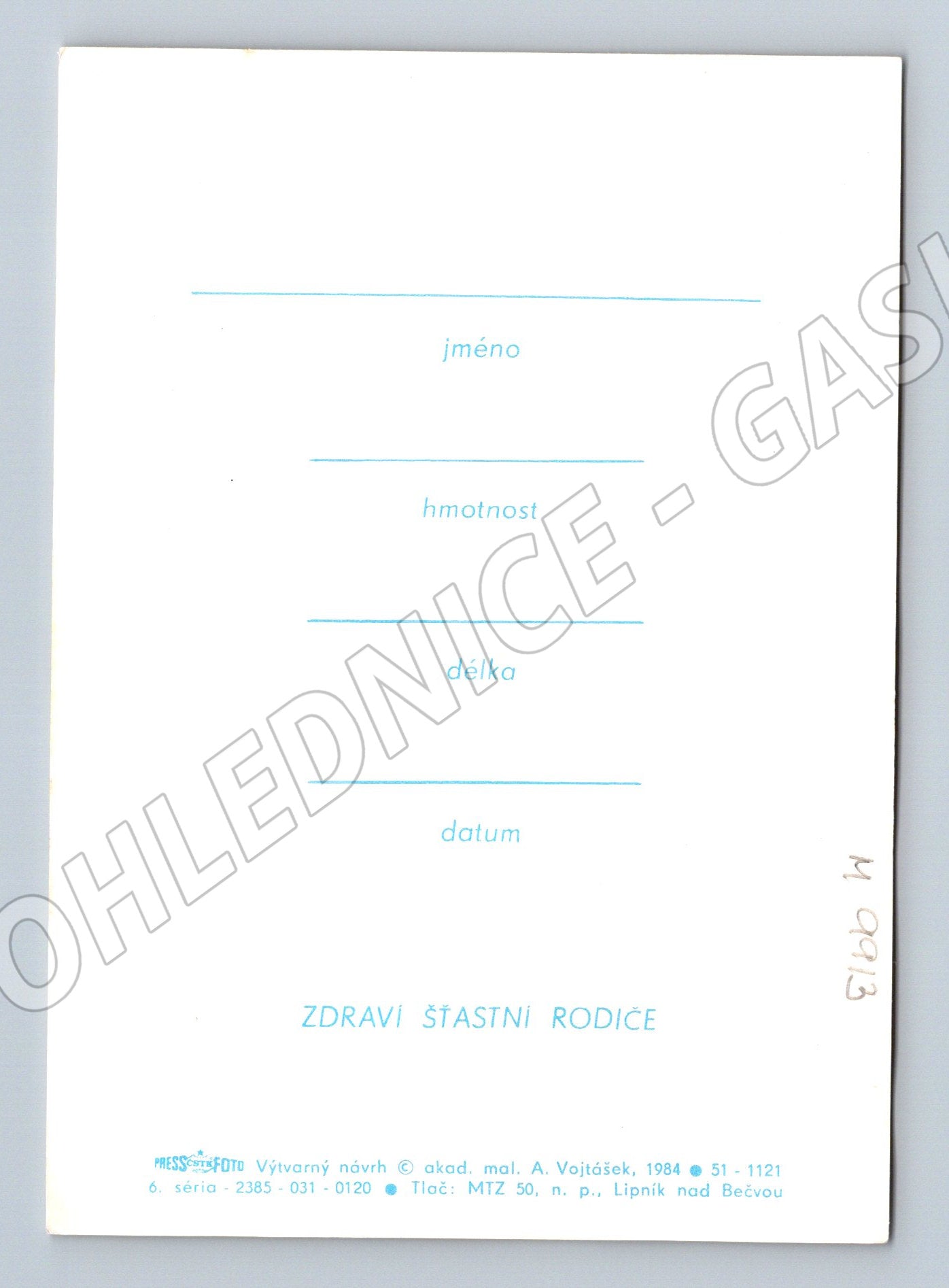 Pohlednice děvčátko a modrá ovečka A Vojáček (M9913)