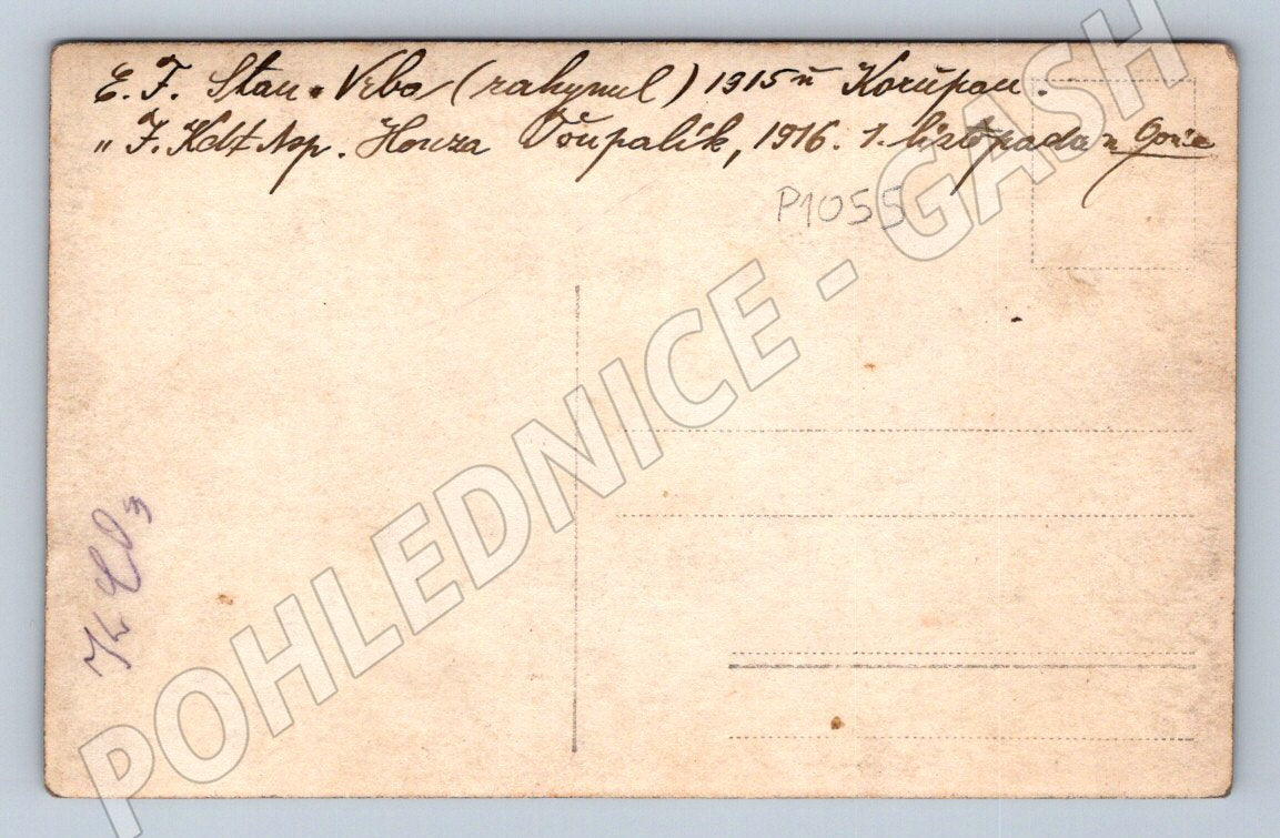 Pohlednice Praha Košíře vojenská skupina u rozhledny 1915 (P1055)