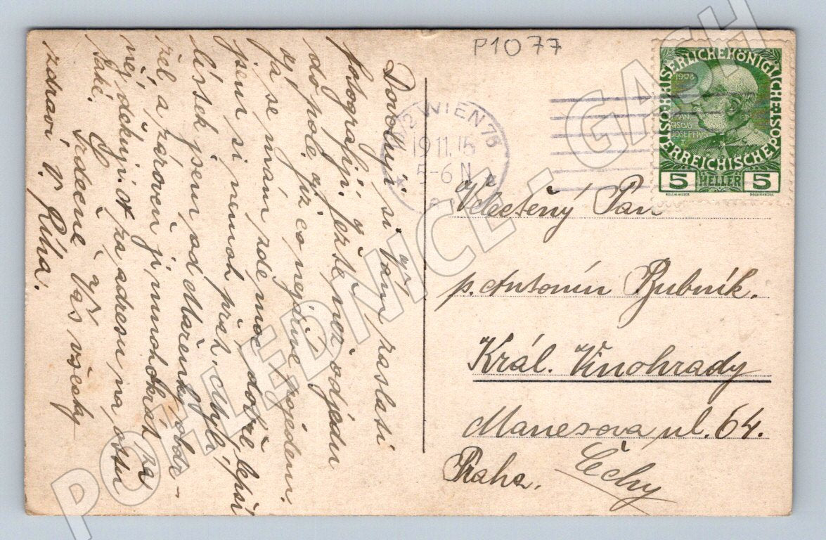 Pohlednice Rakousko Uhersko voják v uniformě psaná 1915 (P1077)