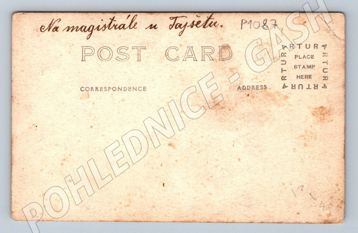 Pohlednice konvoj vojáků magistrále u Tajšetu Sibiř legionáři (P1087)