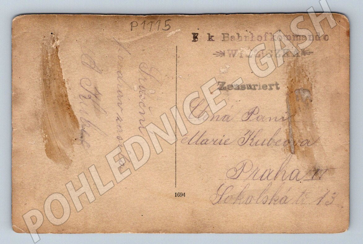 Pohlednice RU voják cenzura adresováno do Prahy (P1115)